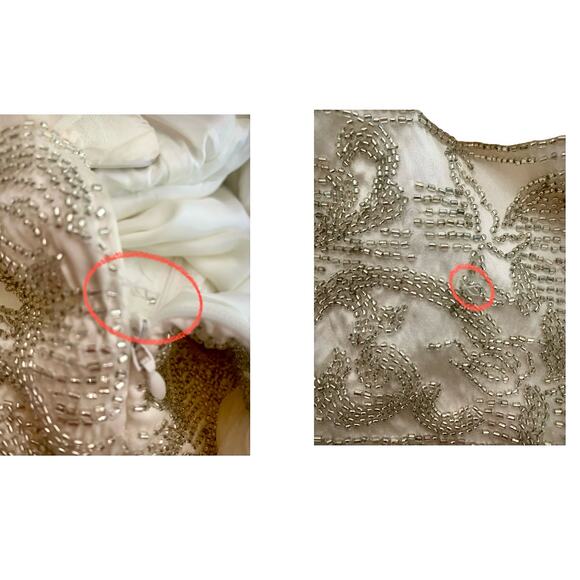 OC by Oleg Cassini Womens Ivory Maxi Halter Evening Gown Dress Silk Beaded 14 - Picture 10 of 13